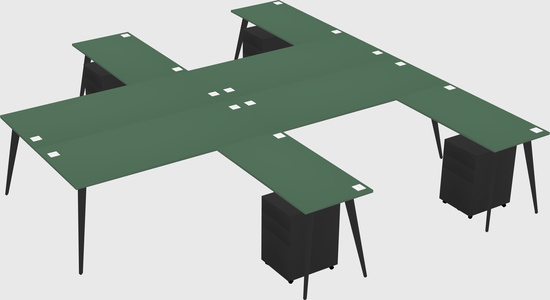 Shared l-shaped office desk system