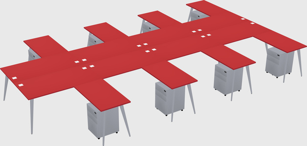 Shared l-shaped office desk system