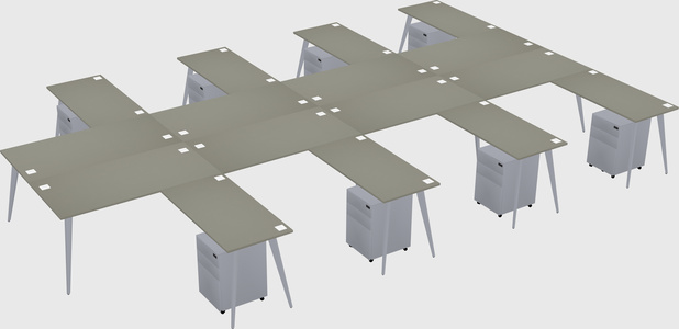 Shared l-shaped office desk system