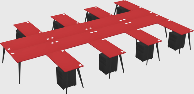 Shared l-shaped office desk system