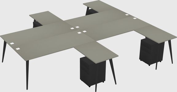 Shared l-shaped office desk system