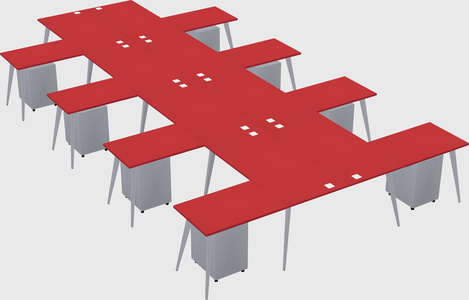 Shared l-shaped office desk system
