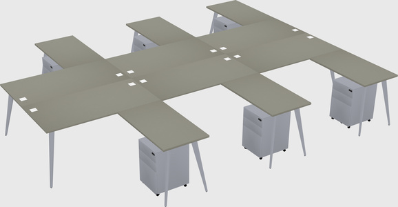 Shared l-shaped office desk system
