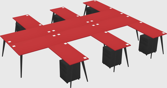 Shared l-shaped office desk system