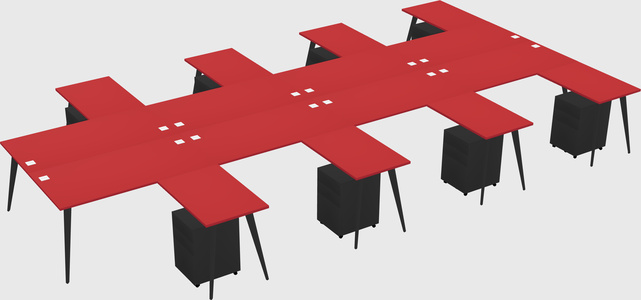 Shared l-shaped office desk system