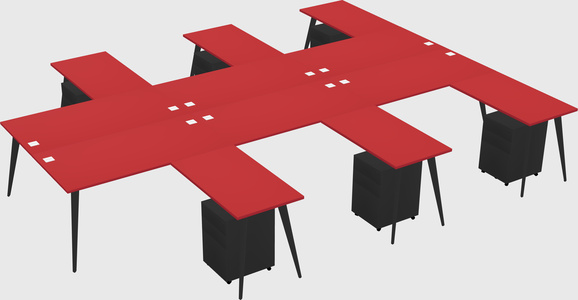 Shared l-shaped office desk system