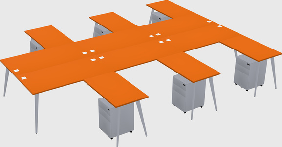 Shared l-shaped office desk system