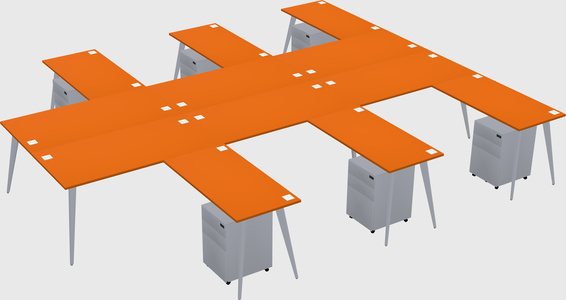 Shared l-shaped office desk system