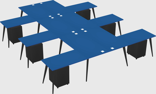 Shared l-shaped office desk system