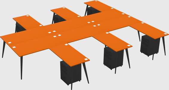 Shared l-shaped office desk system
