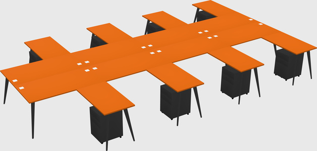 Shared l-shaped office desk system