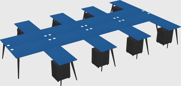 Shared l-shaped office desk system