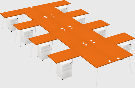 Shared l-shaped office desk system