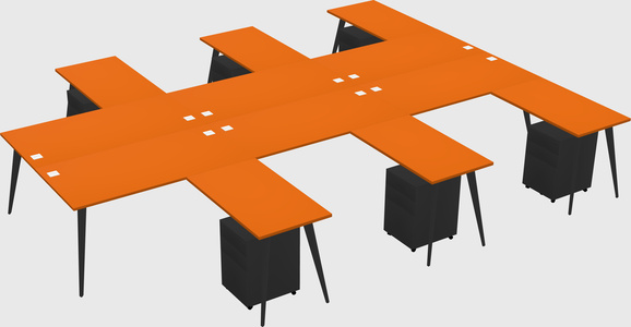 Shared l-shaped office desk system