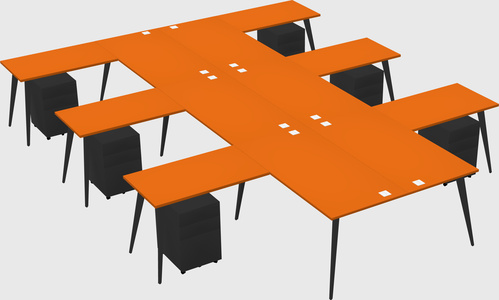 Shared l-shaped office desk system