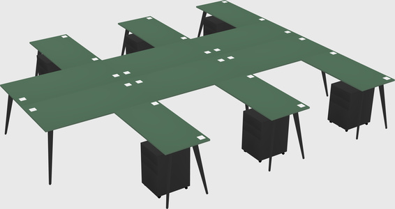 Shared l-shaped office desk system