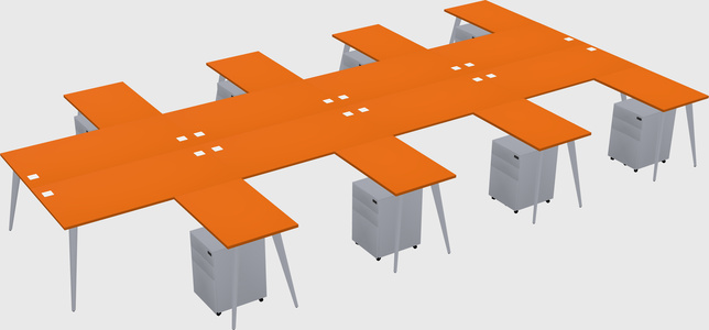 Shared l-shaped office desk system