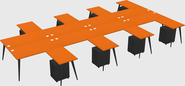 Shared l-shaped office desk system