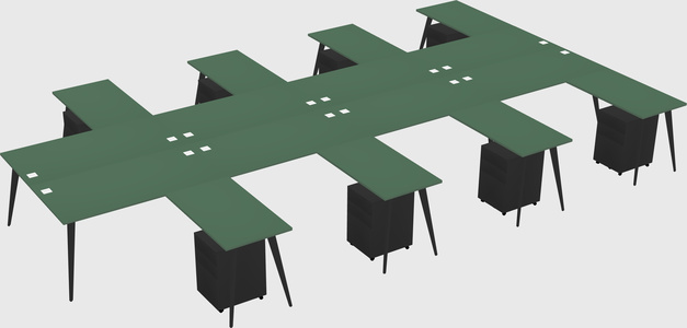 Shared l-shaped office desk system