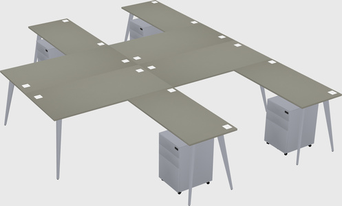 Shared l-shaped office desk system