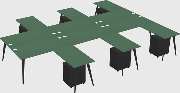 Shared l-shaped office desk system
