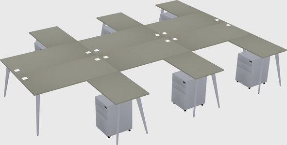 Shared l-shaped office desk system