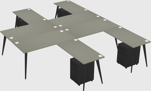Shared l-shaped office desk system