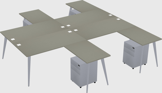 Shared l-shaped office desk system