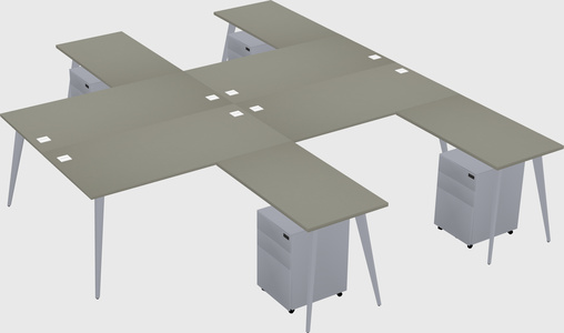 Shared l-shaped office desk system