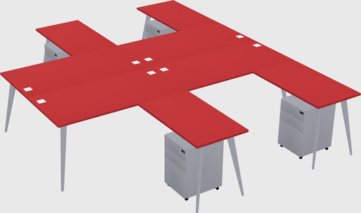 Shared l-shaped office desk system