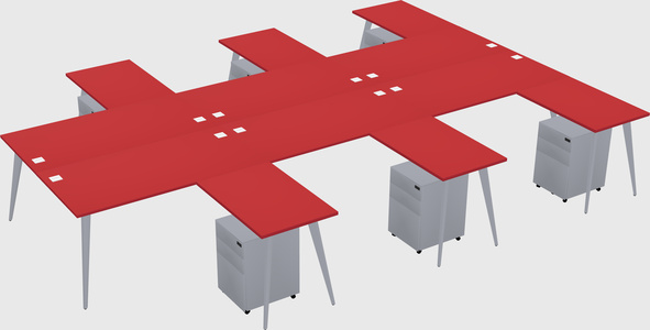 Shared l-shaped office desk system
