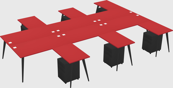 Shared l-shaped office desk system