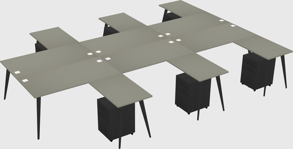 Shared l-shaped office desk system