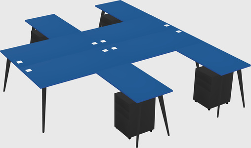 Shared l-shaped office desk system
