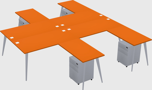Shared l-shaped office desk system