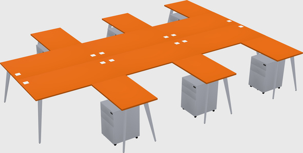 Shared l-shaped office desk system