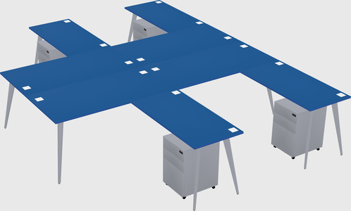 Shared l-shaped office desk system