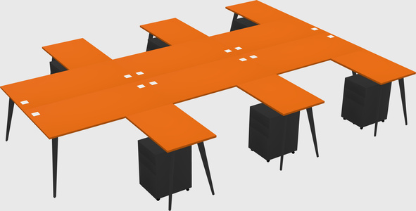Shared l-shaped office desk system