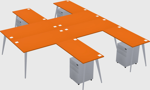 Shared l-shaped office desk system