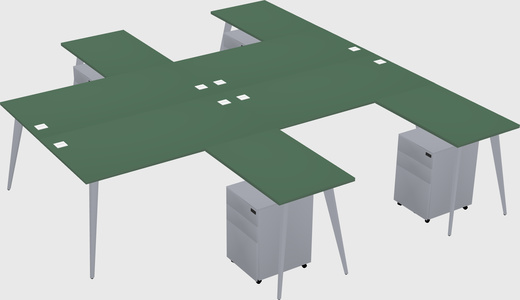 Shared l-shaped office desk system