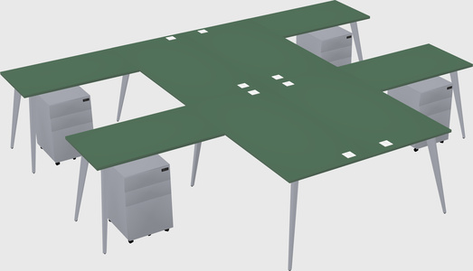 Shared l-shaped office desk system