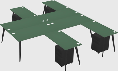Shared l-shaped office desk system