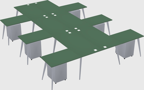 Shared l-shaped office desk system