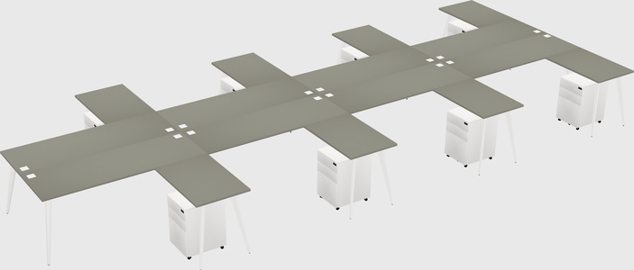 Shared l-shaped office desk system