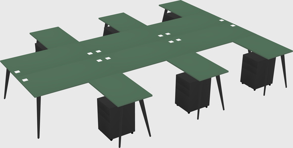 Shared l-shaped office desk system