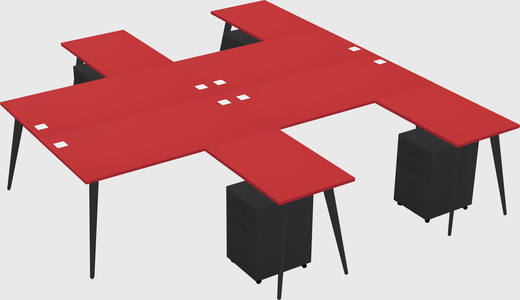 Shared l-shaped office desk system