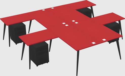 Shared l-shaped office desk system