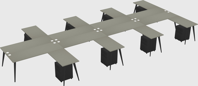 Shared l-shaped office desk system