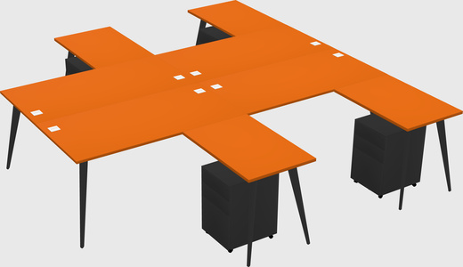 Shared l-shaped office desk system