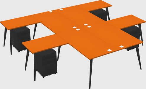 Shared l-shaped office desk system